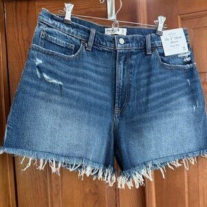 Abercrombie & Fitch The 4" Mom Short High Rise Curve Love Dark Wash Size 32